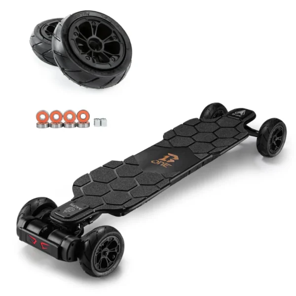 B-ONE Balrog X Belt Drive Electric Skateboard - Black / BALROG X Bamboo 2-In-1 (AT 6inch) + (GT 120mm RED) - Image 9