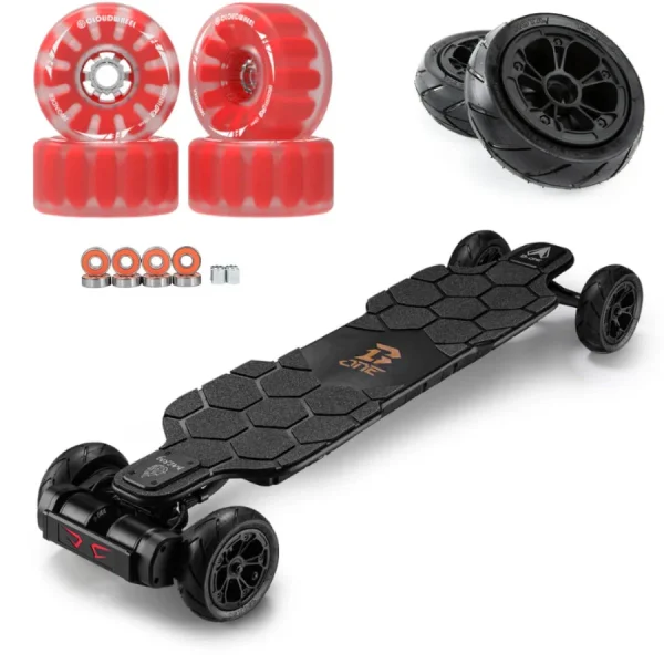 B-ONE Balrog X Belt Drive Electric Skateboard - Black / BALROG X ROVER 165mm Cloudwheels (RED) - Image 8