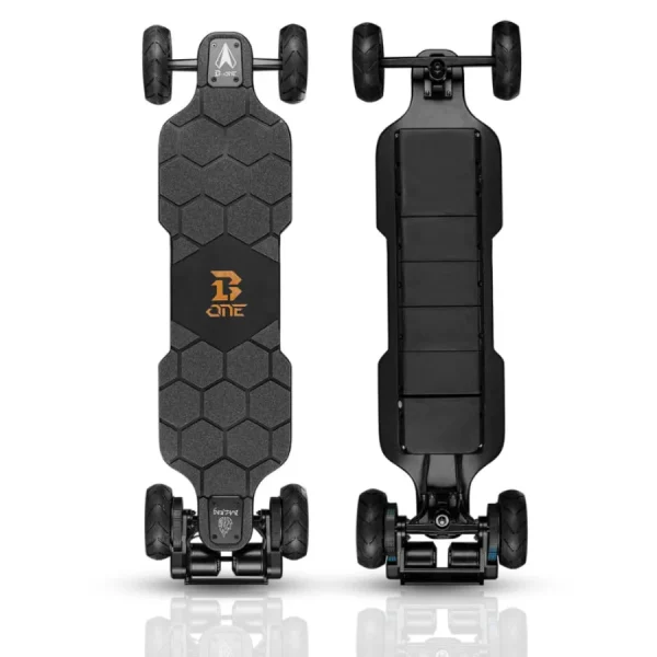 B-ONE Balrog X Belt Drive Electric Skateboard - Black / BALROG X Bamboo 2-In-1 (AT 6inch) + (GT 120mm RED) - Image 2